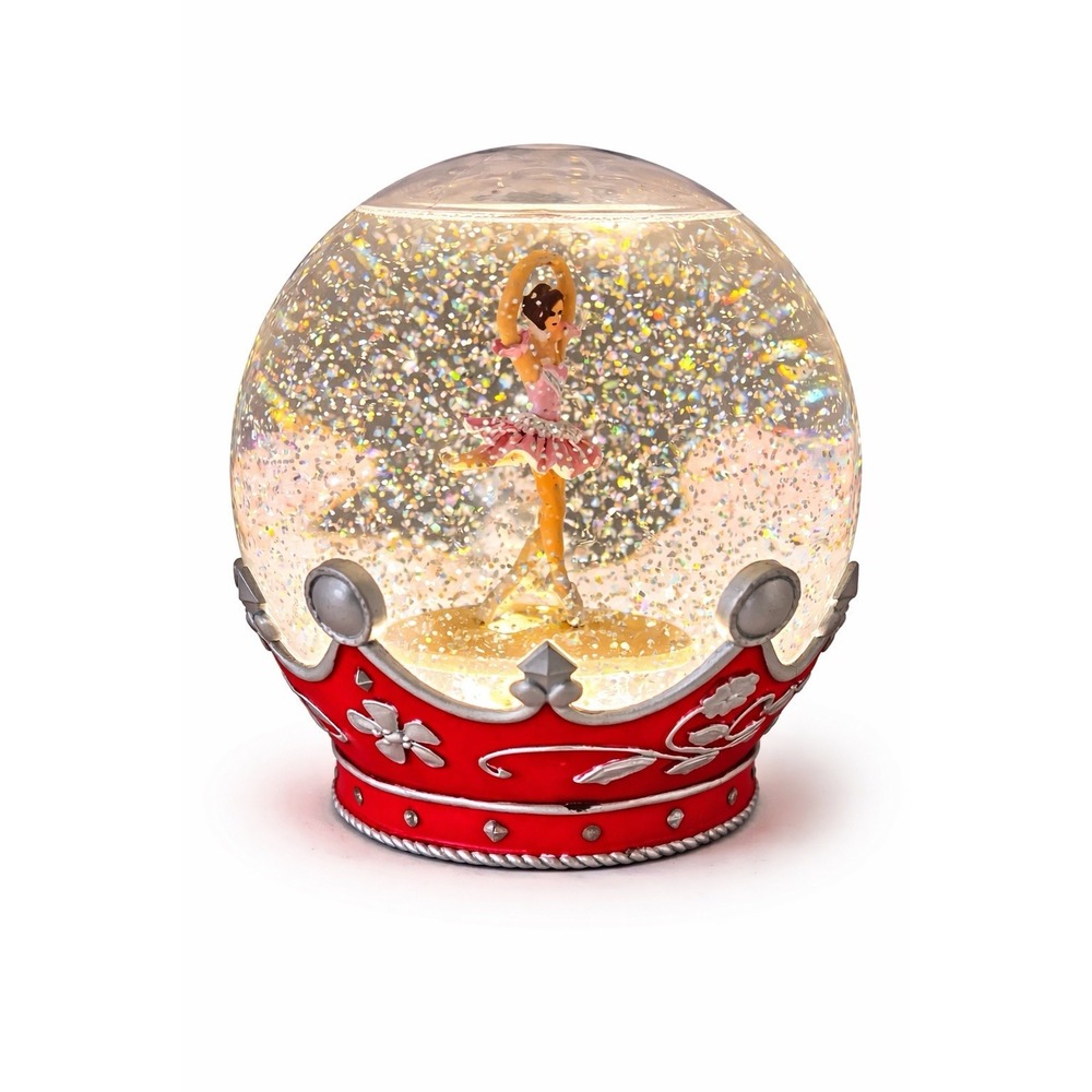 Ballerina Snow Globe LED  Light Up Auto Swirl Water Globe Regency 6.5" Works